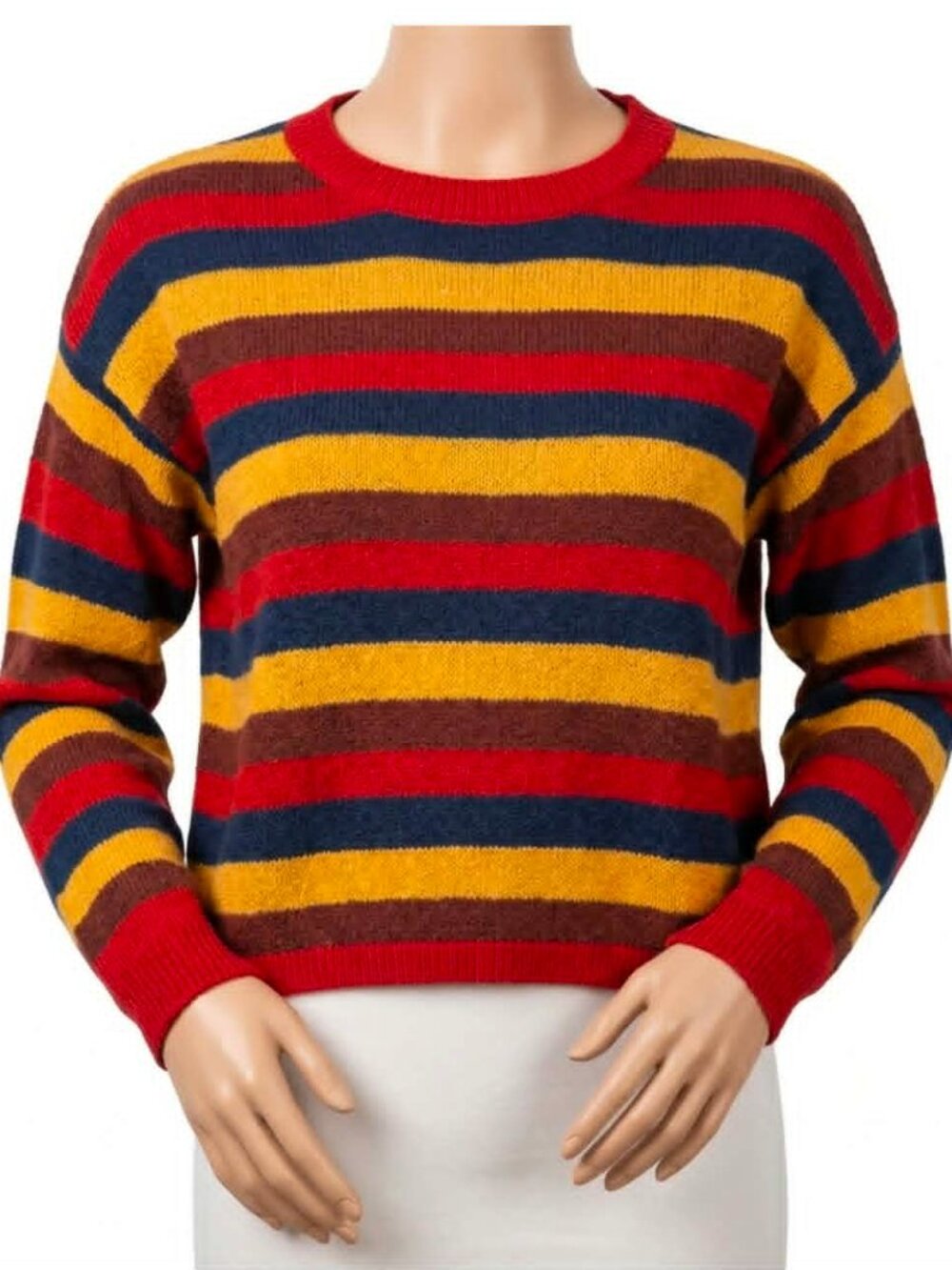 Garage Multicolor Striped Knit Sweater Size Small Retro 90s Boho Crewneck Pullon